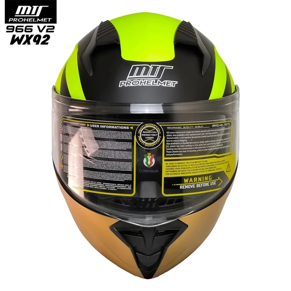 MTS 966 WX92 ÇENE AÇILIR MAT SİYAH-NEON-GOLD KASK - 3
