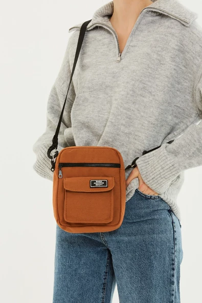 Shaka Kiremit U2 3 Bölmeli Çapraz Ayarlanabilir Askılı Kanvas Kumaş Unisex Omuz Çantası B:22 E:17 - Resim 2