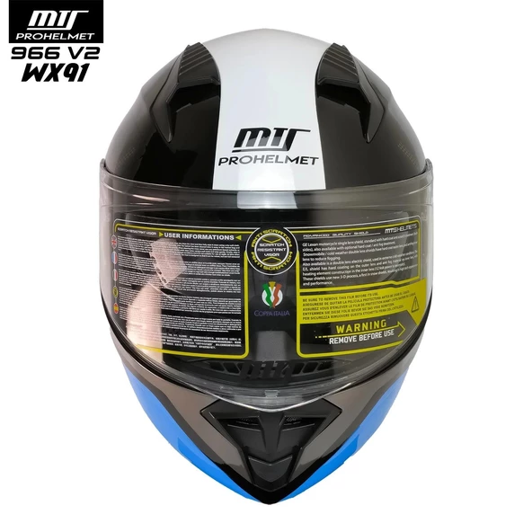 MTS 966 WX91 ÇENE AÇILIR SİYAH-BEYAZ-MAVİ KASK - 3