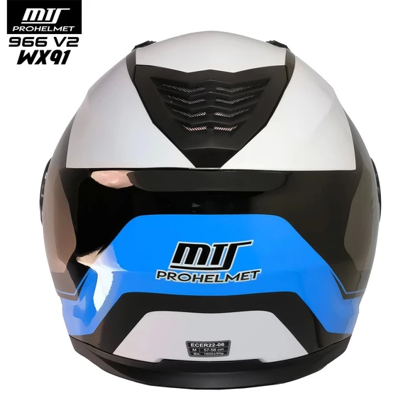 MTS 966 WX91 ÇENE AÇILIR SİYAH-BEYAZ-MAVİ KASK - 4