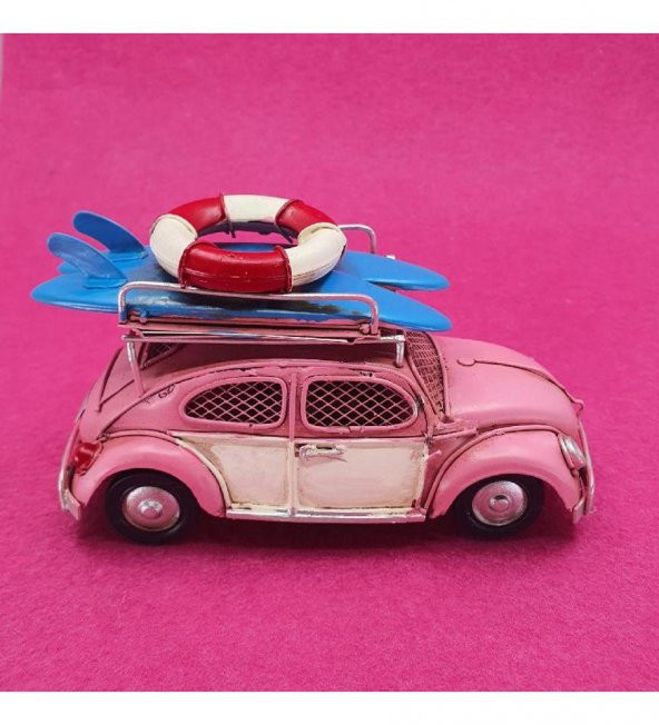Fotoğraf Çerçevesi Ve Kumbara Nostalji Pembe VosVos Araba - Resim 2
