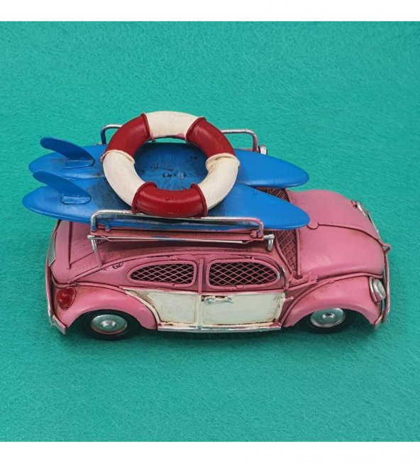 Fotoğraf Çerçevesi Ve Kumbara Nostalji Pembe VosVos Araba - Resim 4