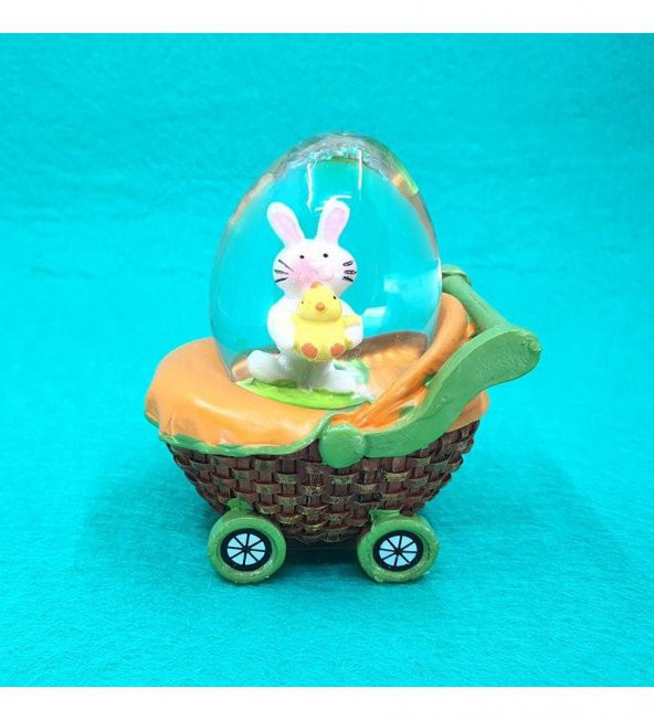 Mini Bebek Arabalı Tavşan Kar Küresi - 3