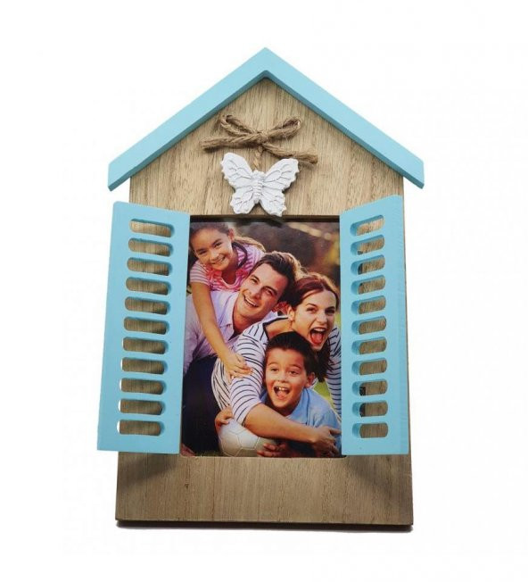 Ahşap Panjurlu Pencere Ev Şeklinde Fotoğraf Çerçevesi - 3