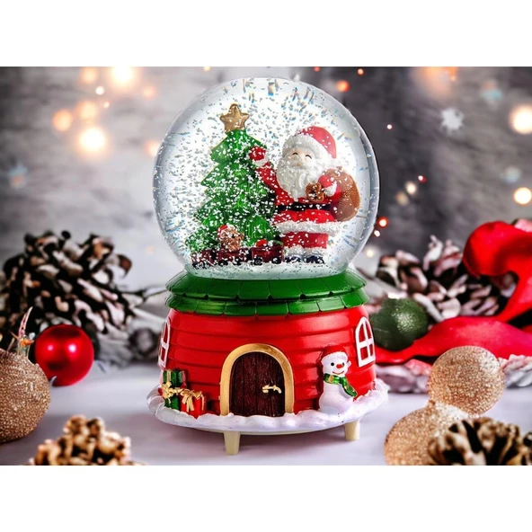 Yılbaşı Yeniyıl Hediyelik Büyük Boy Püskürtmeli Kar Küresi NOEL BABA Yılbaşı Hediyesi Üflemeli Kar Küresi - Resim 2