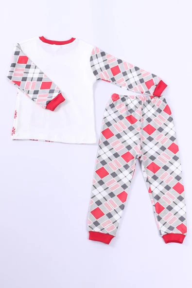 ÇOCUK YILBAŞI PİJAMA TAKIMI NOEL BABA BASKILI RİBANALI D8 - Resim 8