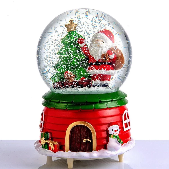 Yılbaşı Yeniyıl Hediyelik Büyük Boy Püskürtmeli Kar Küresi NOEL BABA Yılbaşı Hediyesi Üflemeli Kar Küresi ürün görseli 1