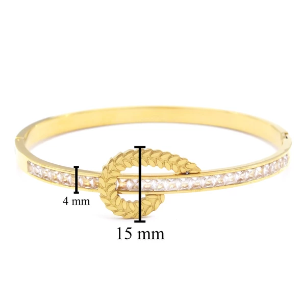 BZ Altın Kaplama Zirkon Taşlı Buğday Model Kadın Spor Kelepçe BLZ-532 - 3