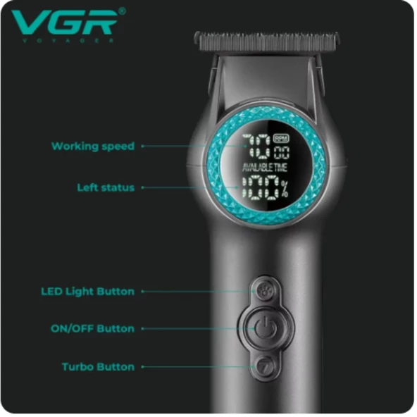 VGR V-990 Profesyonel Saç Kesme Makinesi – Güçlü Motor, Uzun Pil Ömrü ve Hassas Kesim - 5