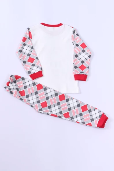 ÇOCUK YILBAŞI PİJAMA TAKIMI NOEL BABA BASKILI RİBANALI D8 - Resim 4