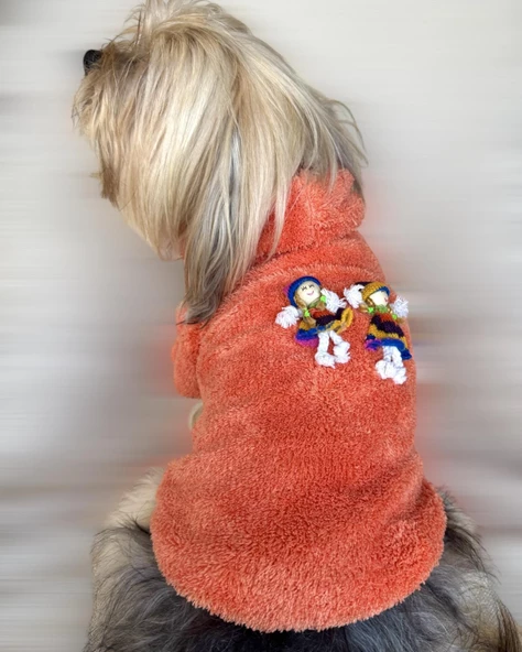 Turuncu İkizler Kapşonlu Sweat by Kemique Köpek Kazağı - 7