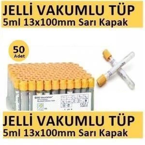 Medikaltec 50 Adet Kan Alma Tüpü, Vakumlu Jelli, Sarı Kapak 5ml 13x100mm, Bd Vacutainer SST 2 Advance