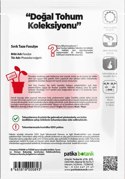 50 Adet Sırık Fasulye Tohumu (Mine) GCL165 - Resim 3