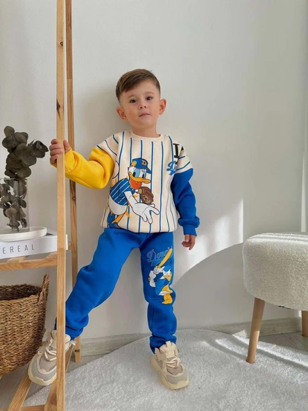 ERKEK ÇOCUK LOONEY TUNES 3 İPLİK ŞARDONLU KALIN KIŞLIK EŞOFMAN TAKIMI - 4