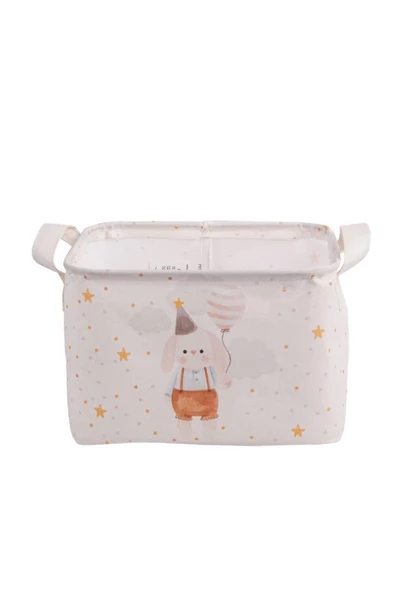 Tavşan Desenli Kulplu Dikdörtgen Bebek Çocuk Odası Düzenleyici Organizer 2'li Set - 2
