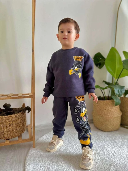 ERKEK ÇOCUK LOONEY TUNES 3 İPLİK ŞARDONLU KALIN KIŞLIK EŞOFMAN TAKIMI - 3