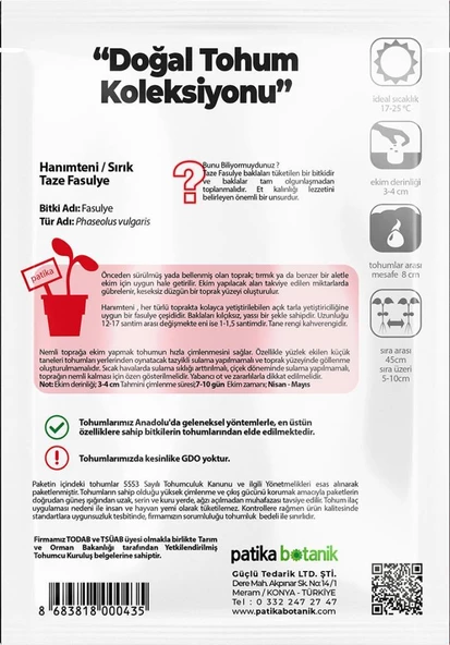 50 Adet Hanımteni (Turşuluk) Sırık Fasulye Tohumu - Resim 3