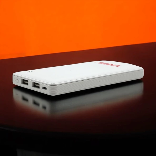 VİGES 10.000 mAh 2xUSB POWERBANK BEYAZ - Resim 2