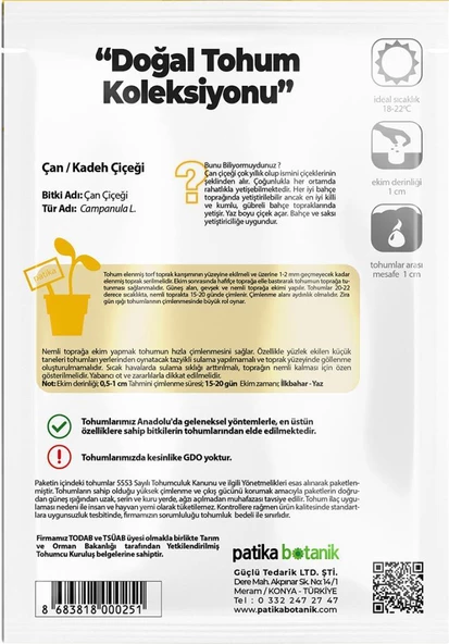 100 Adet Çan Kadeh (Campanula L.) Çiçek Tohumu - 3