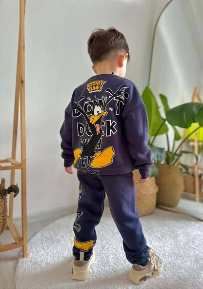 ERKEK ÇOCUK LOONEY TUNES 3 İPLİK ŞARDONLU KALIN KIŞLIK EŞOFMAN TAKIMI - 2