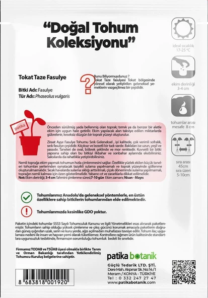 50 Adet Ziraat Ayşe Sırık Fasülye Tohumu - 3