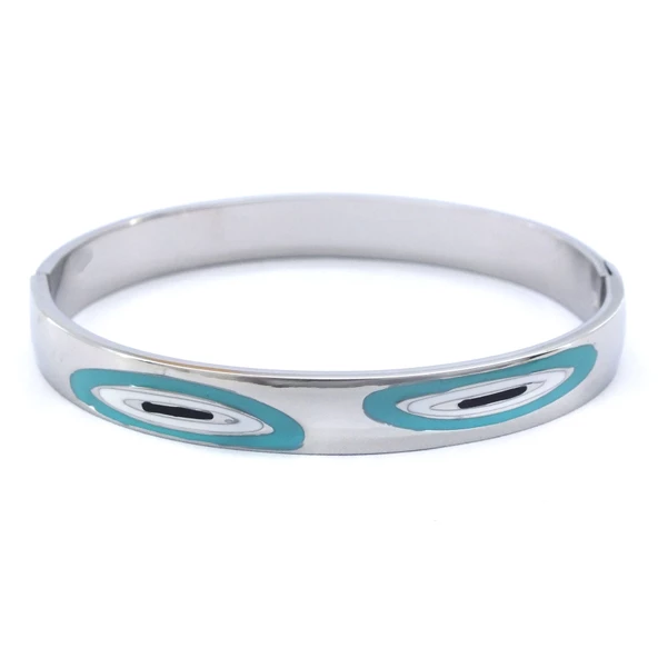 BZ 316L Çelik Nazar Boncuğu Kadın Spor Kelepçe BLZ-517 - 5