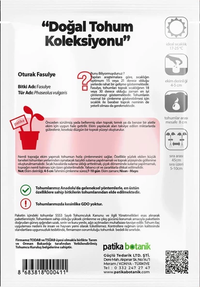 50 Adet Oturak Fasulye Tohumu - Resim 3