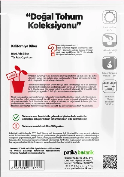75 Adet Yerli Ata Kaliforniya Biber Tohumu - 3
