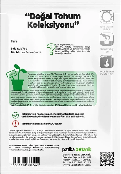 4.000 Adet Yerli Ata Geniş Yapraklı Tere Tohumu - 3