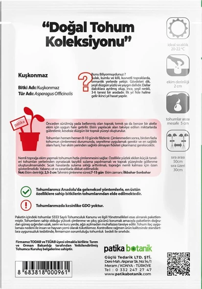 40 Adet Ata Tohumu Yerli Kuşkonmaz - Yeşil Meyve - Resim 3