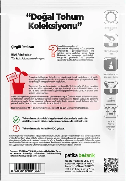 200 Adet Çizgili/Alaca Patlıcan Tohumu - 3