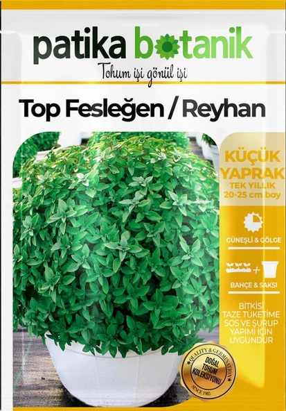 100 Adet Top Fesleğen - Top Reyhan (Ocimum Basilicum) Çiçek Tohumu - Resim 2