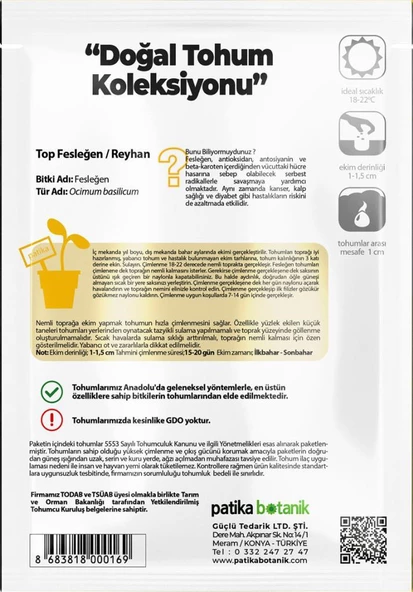 100 Adet Top Fesleğen - Top Reyhan (Ocimum Basilicum) Çiçek Tohumu - Resim 3