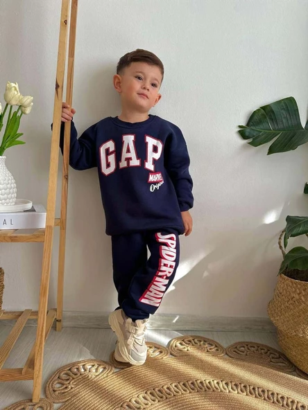 ERKEK ÇOCUK MARVEL MODELLİ 3 İPLİK ŞARDONLU KALIN KIŞLIK EŞOFMAN TAKIMI - 1