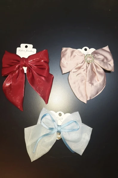 Periboia 1 Adet Renkli Şık Kurdele Fiyonk Toka - Otomatik Kumaş Saç Tokası - 2