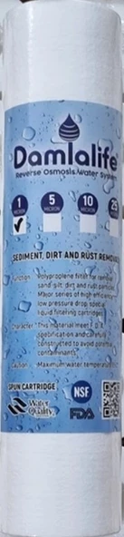 Damlalife 10'' Su Arıtma spun 1 Micron Sediment Filtre ürün görseli 1