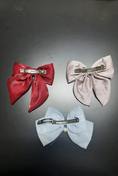 Periboia 1 Adet Renkli Şık Kurdele Fiyonk Toka - Otomatik Kumaş Saç Tokası - 4