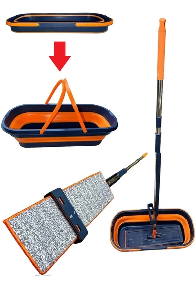 Periboia Lüks Katlanabilir Tekerli  Kovalı Kendini Sıkabilen Mop – Ev Tavan  Mutfak Zemin İçin Pratik Mop - 2