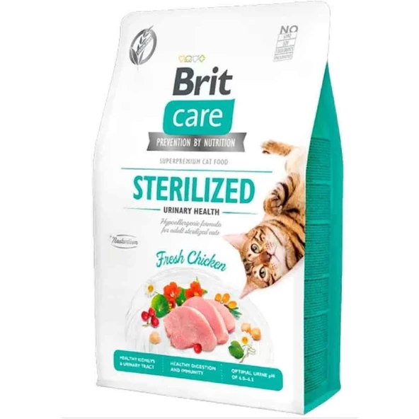 Brit Care Hypo-Allergenic Üriner Sistem Sağlığı için Tahılsız Kısırlaştırılmış Kedi Maması 2kg