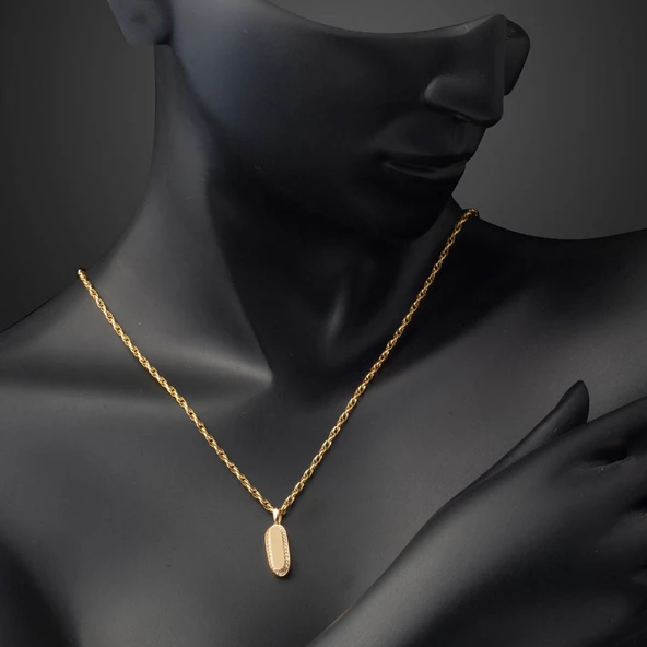 Düz Parlak Spor 14 Ayar Altın Kolye - 4