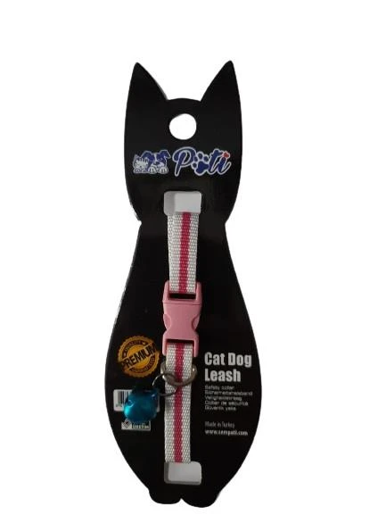 Pati Yavru Köpek ve Kedi Boyun Tasması (Ayarlanabilir) Beyaz-Pembe ürün görseli 1