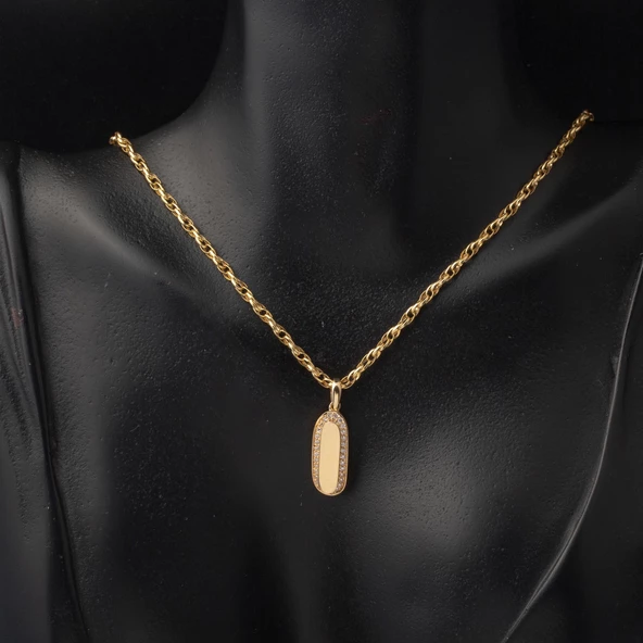 Düz Parlak Spor 14 Ayar Altın Kolye - 3