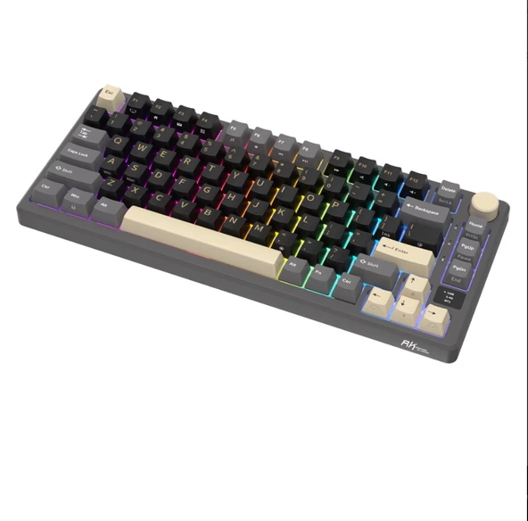 Royal Kludge M75 Siyah/Gold 75% Kablosuz US Gaming Mekanik Klavye (Siyah-Gri) - 5