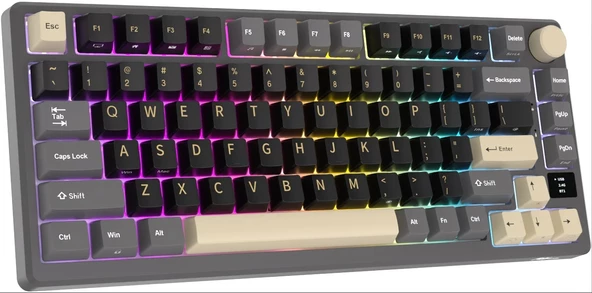 Royal Kludge M75 Siyah/Gold 75% Kablosuz US Gaming Mekanik Klavye (Siyah-Gri) - 2