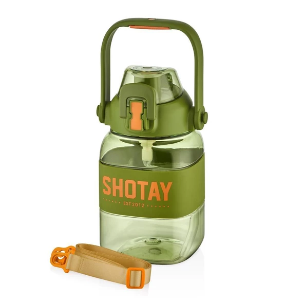 Shotay Ribbon Grib Su Matarası Tritan Yeşil 1000Ml