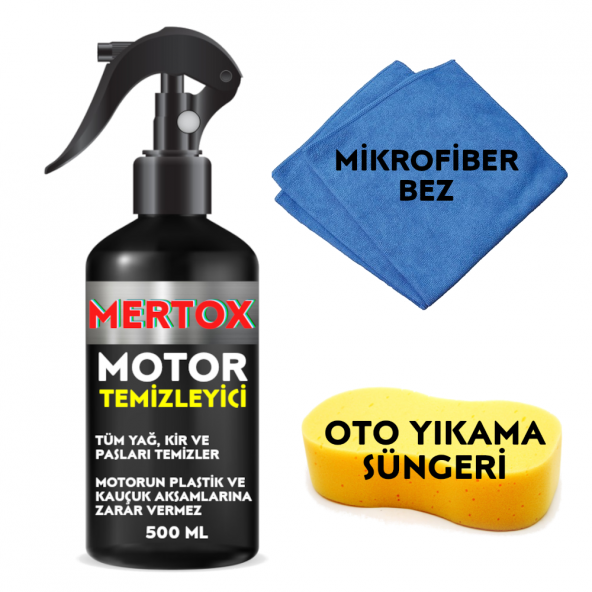 MERTOX ARAÇ ARABA OTOMOBİL OTO MOTOR TEMİZLEYİCİ SPREY 500ML TEMİZLEME SOLÜSYON BAKIM KORUMA