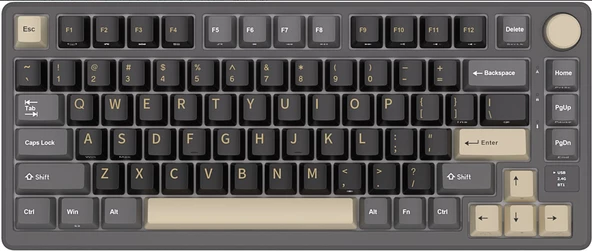 Royal Kludge M75 Siyah/Gold 75% Kablosuz US Gaming Mekanik Klavye (Siyah-Gri) - 7