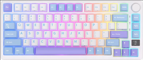 Royal Kludge M75 Beyaz/Mavi 75% Kablosuz US Gaming Mekanik Klavye (Beyaz-Mavi) - 7