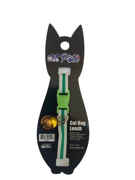 Pati Yavru Köpek ve Kedi Boyun Tasması (Ayarlanabilir) Beyaz-Yeşil ürün görseli