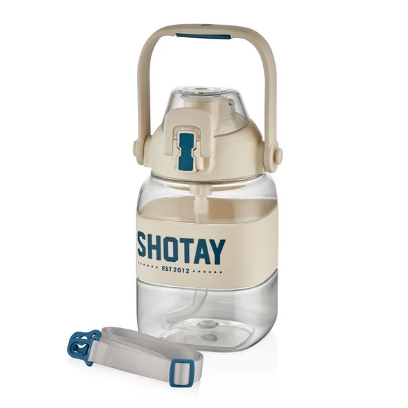 Shotay Ribbon Grib Su Matarası Tritan Beyaz 1000Ml